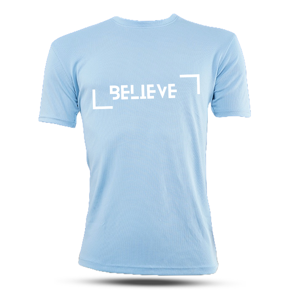 Mesh Half Sleeve T-Shirt For Men - Sky Blue - AN-24