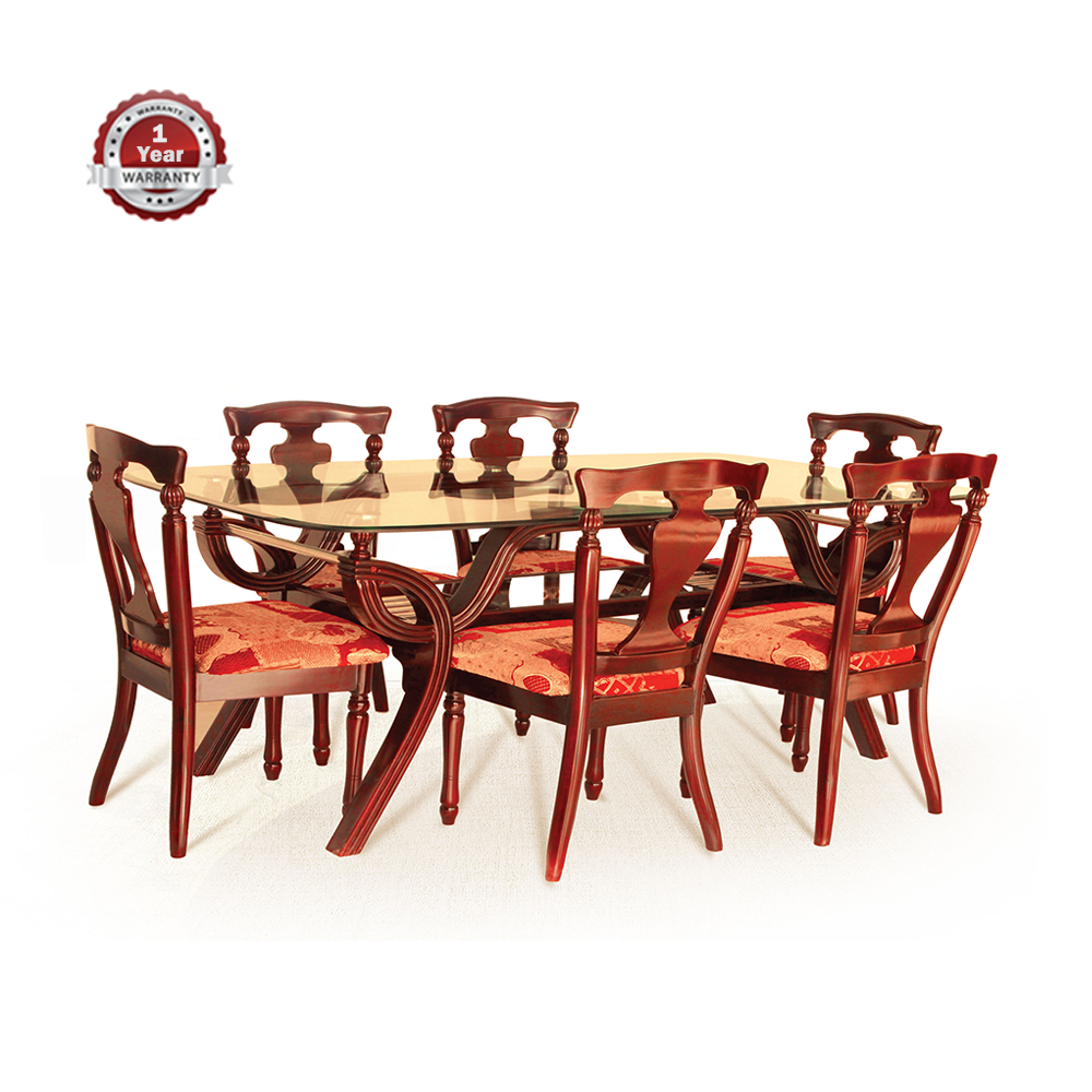 AKHTAR AFL-DNT-133 And DNC-133 Solid Mehogoni Wooden Dining Set - Lacquer Light