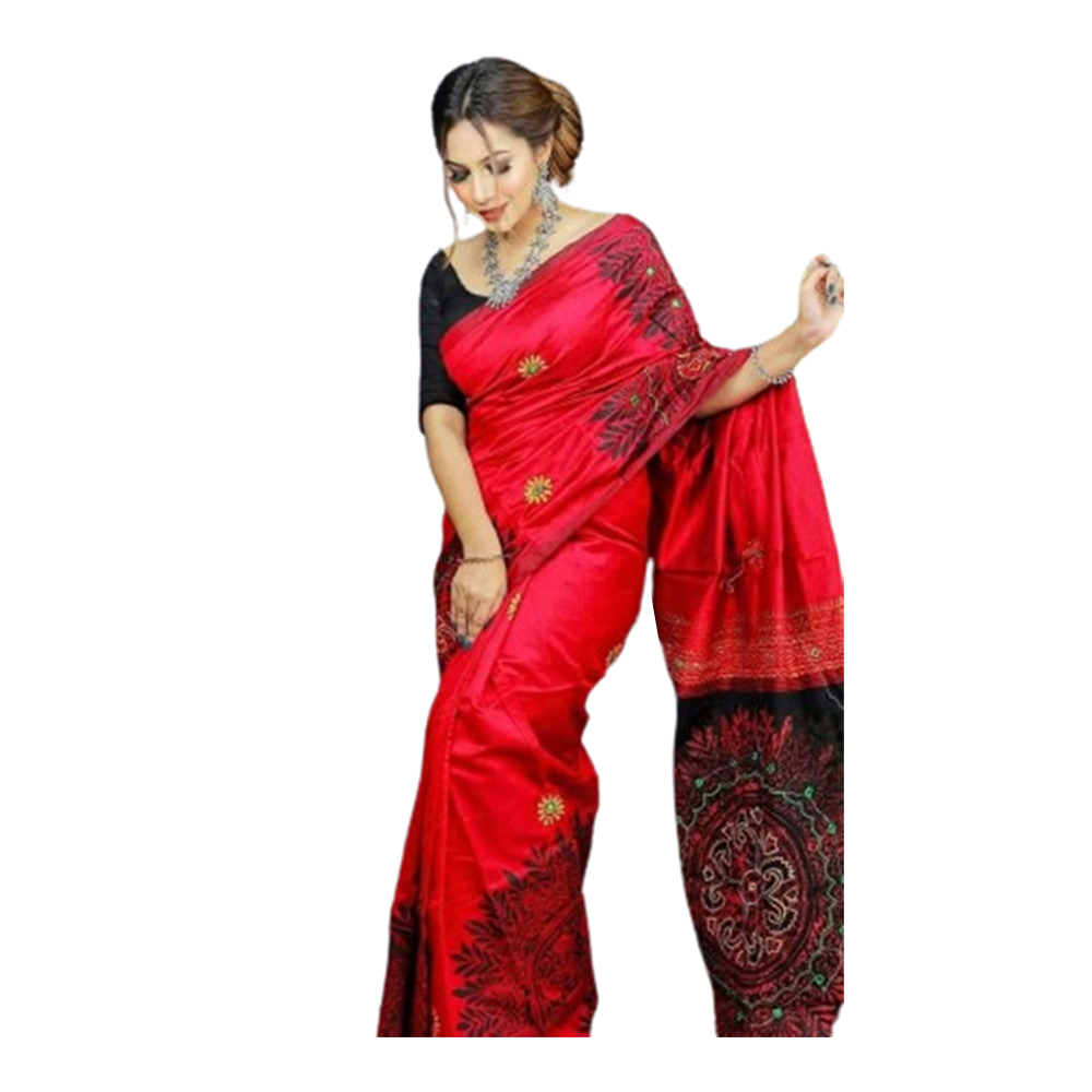 Dupion Silk Saree For Women - Red - SP-H44