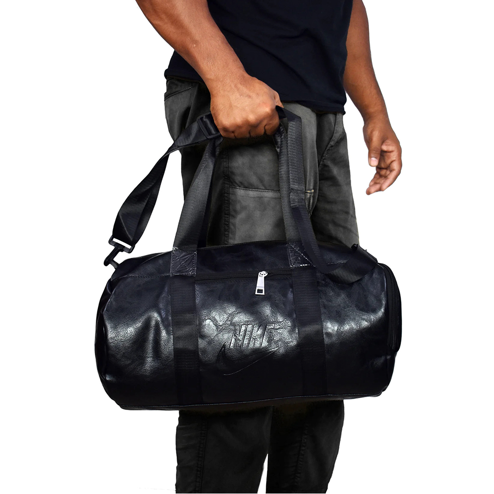 PU Leather Waterproof Travel and GYM Bag - Black