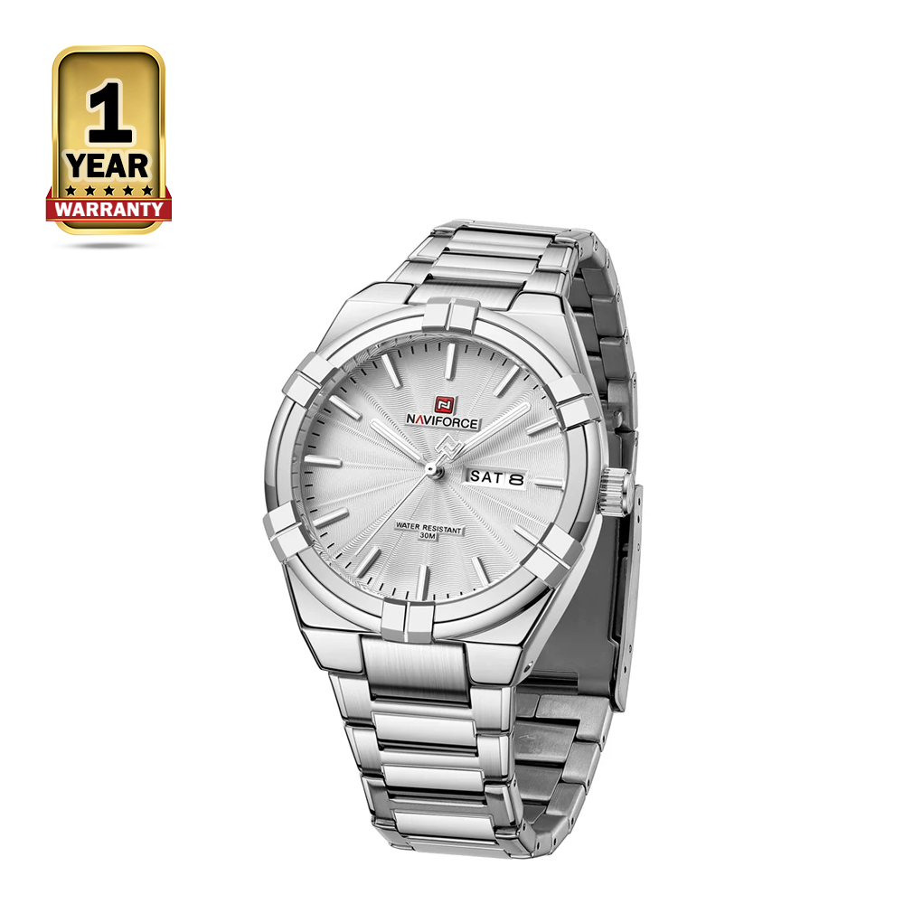 Naviforce 9218 Stainless Steel Casual Analog Wristwatch for Men - Silver