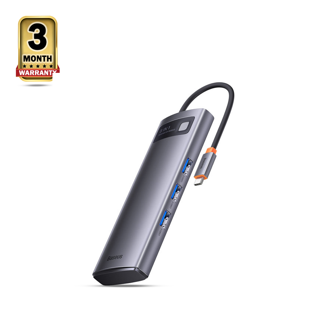 Baseus Metal Gleam Series 8-in-1 Multifunctional Type-C HUB Docking Station - Gray - WKWG050113