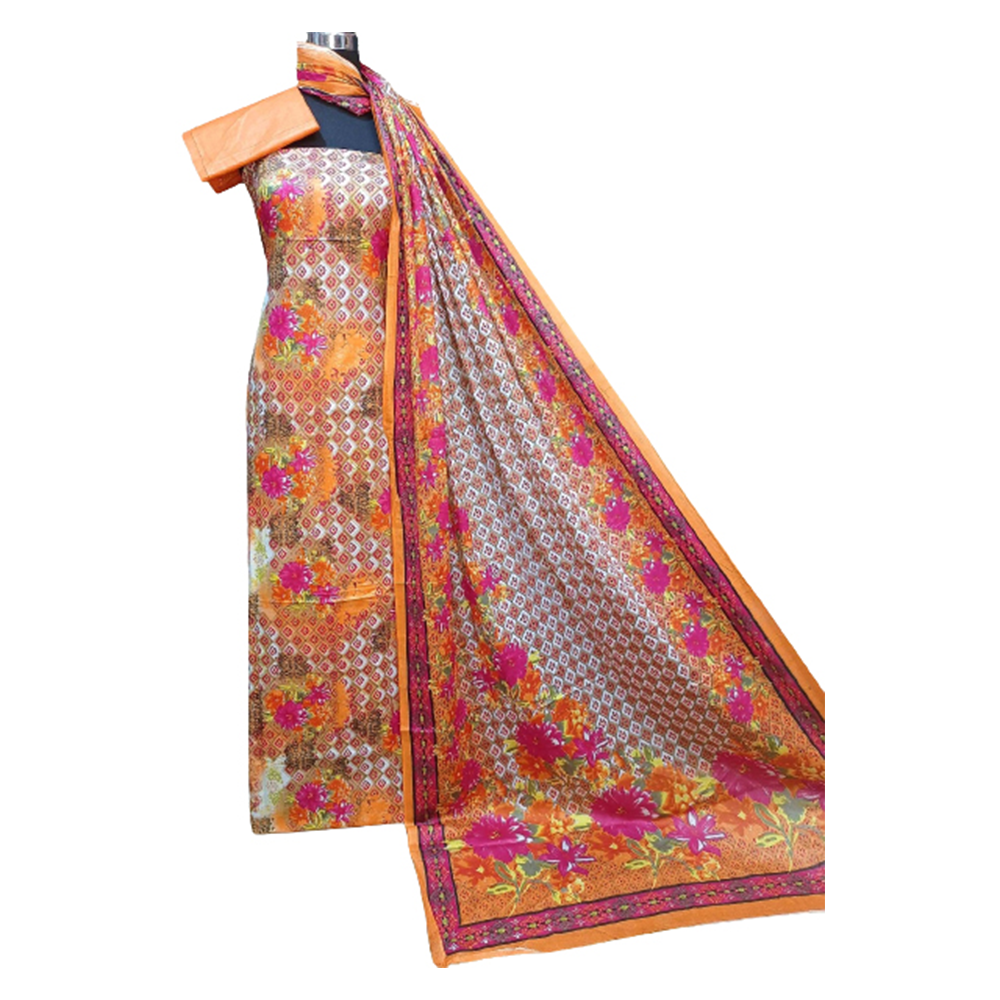 Unstitched Cotton Printed Salwar Kameez For Women - Multicolor - 3R-P46