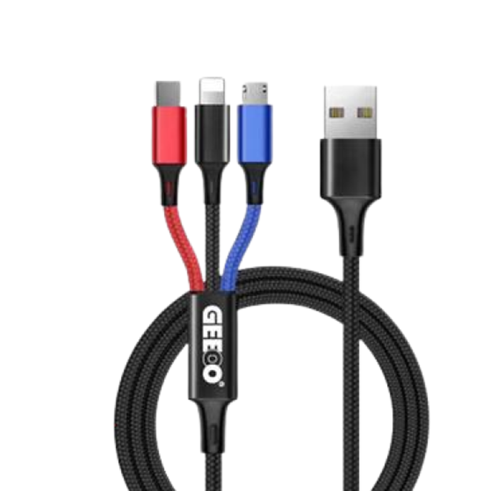 Geeoo DC303 2.4A Fast Charging 3 In 1 Cable 