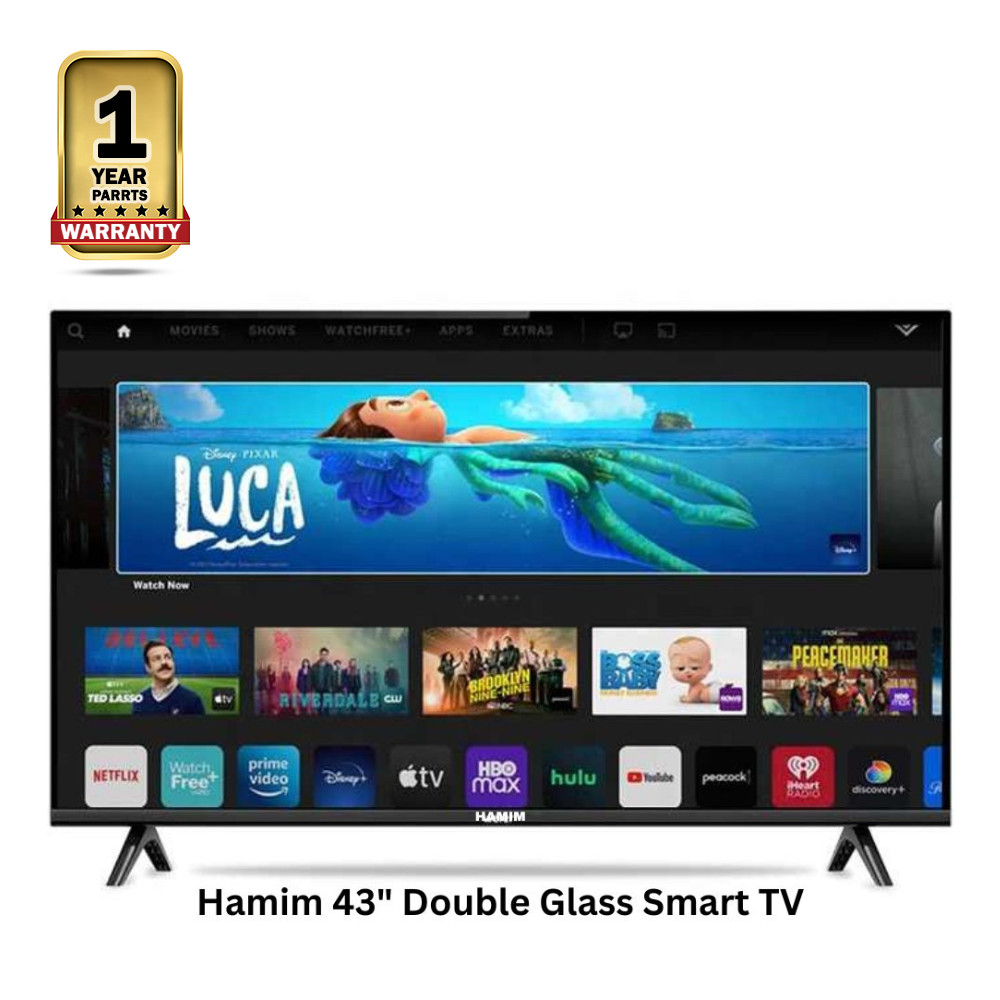 Hamim Double Glass Android Smart TV - 43 Inch - Black 