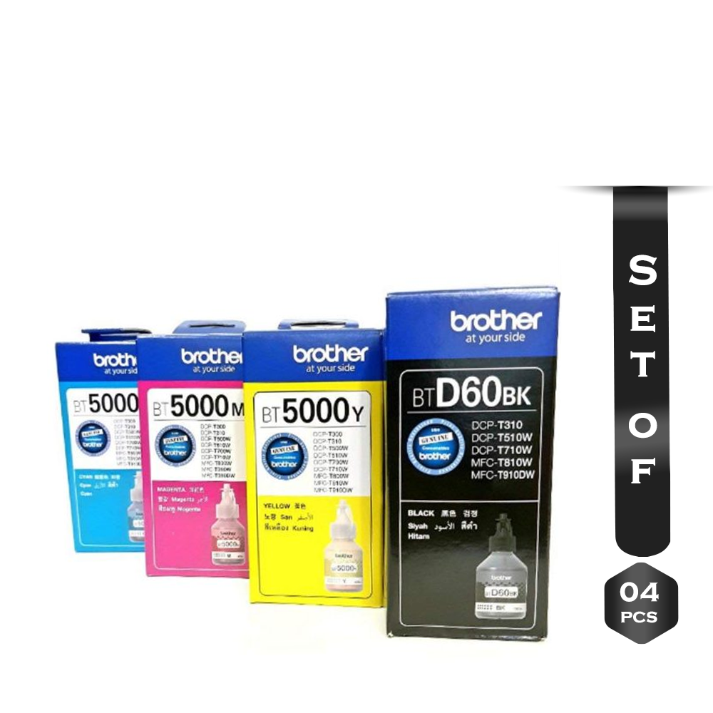 Set of 4 Pcs Brother BTD 60 and BT 5000C Ink Bottle