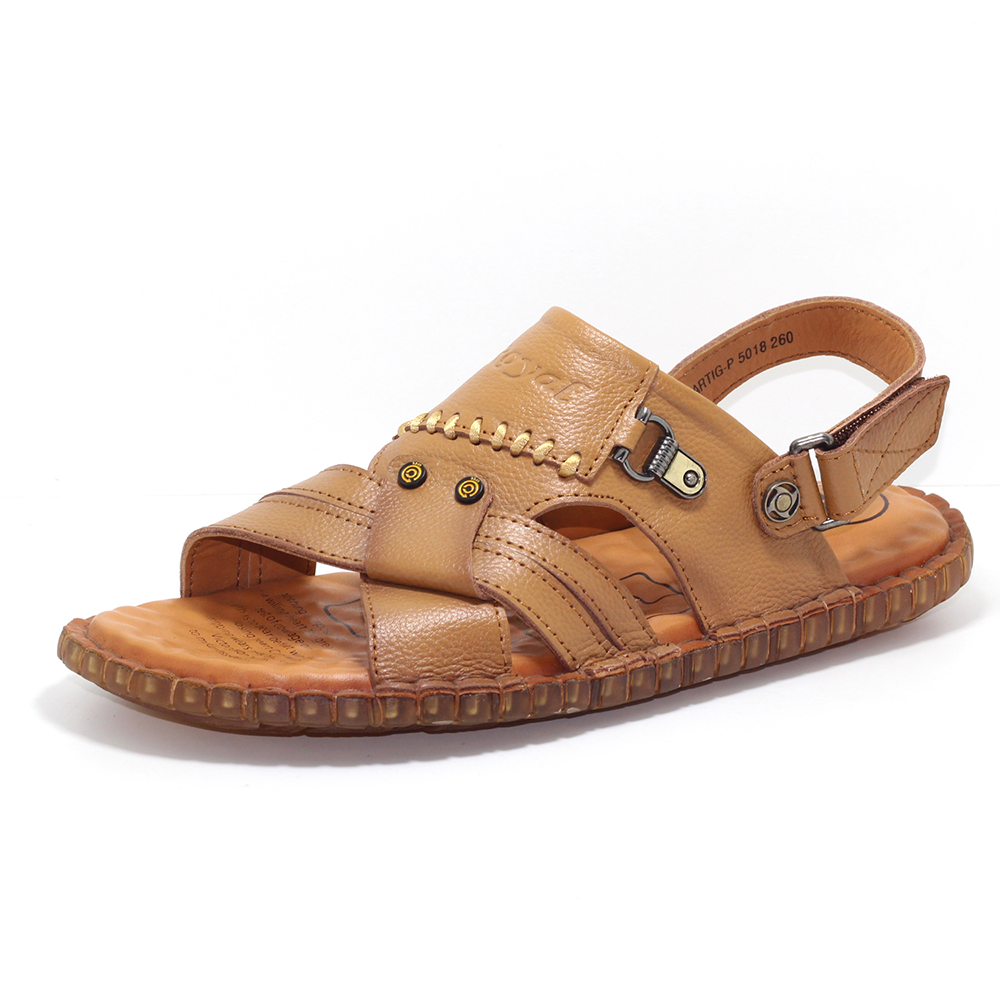 Leather Sandal Shoe For Men - Brown - MS 507