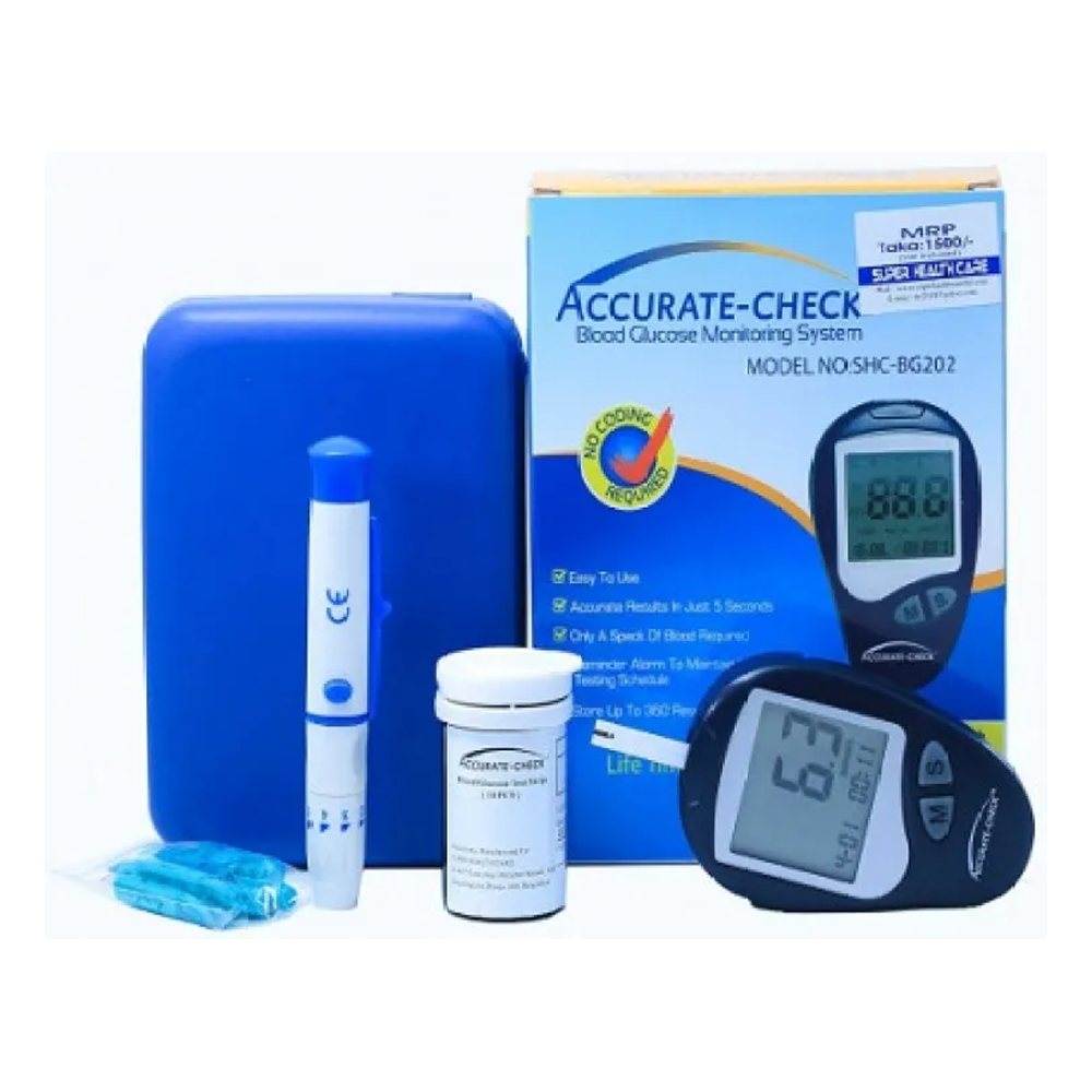 Accurate Check SHC BG202 Blood Glucose Monitoring Diabetes Machine - Blue