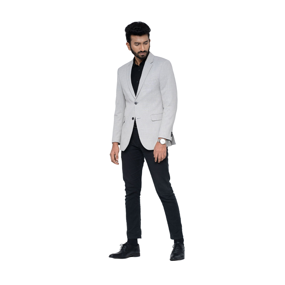 OCODE Cotton Single Blazer For Men - LT. Grey - MB-7803