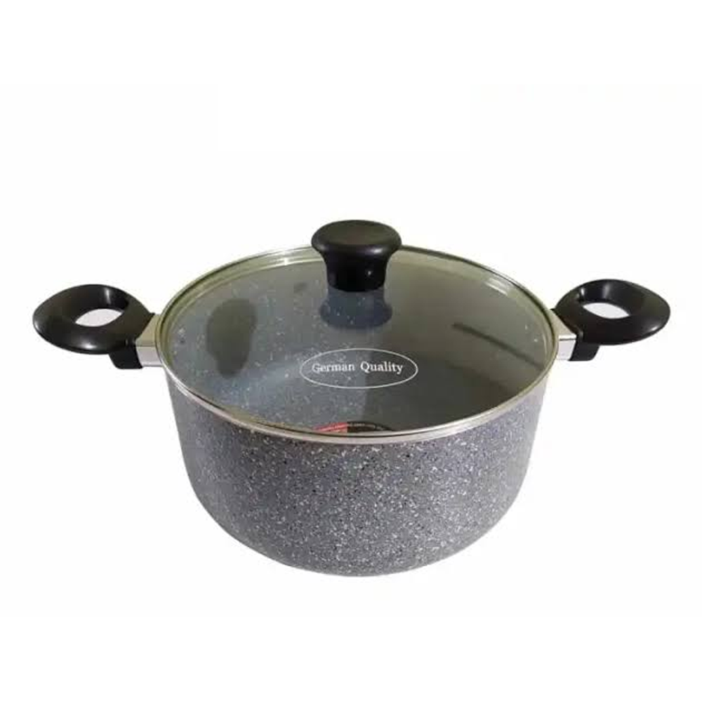 Kiam Marble Coating Non-Stick Casserole With Glass Lid - 30cm