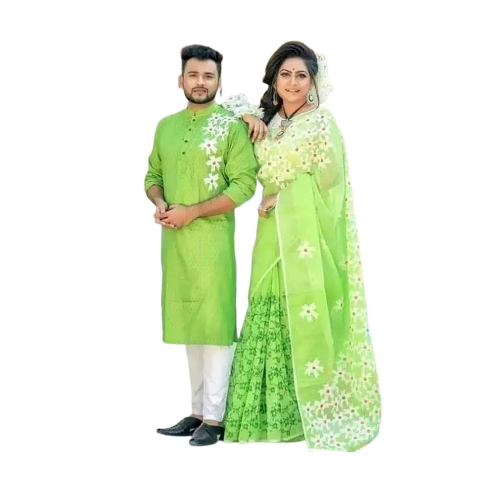 Couple Dress Panjabi with Pajama for Men and Saree for Women