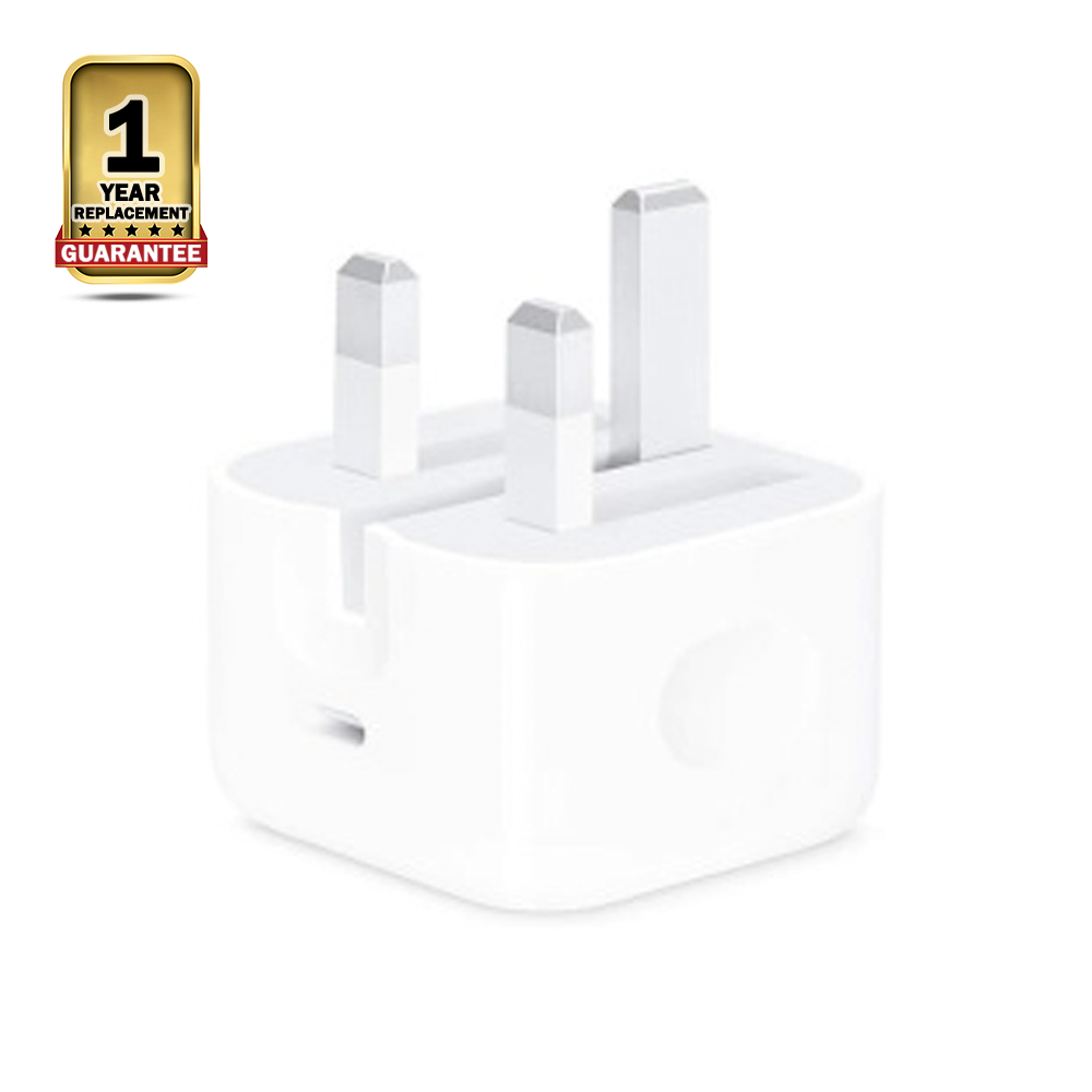 Apple MHJF3ZP/A USB-C 3 Pin Power Adapter -  20 Watt - White