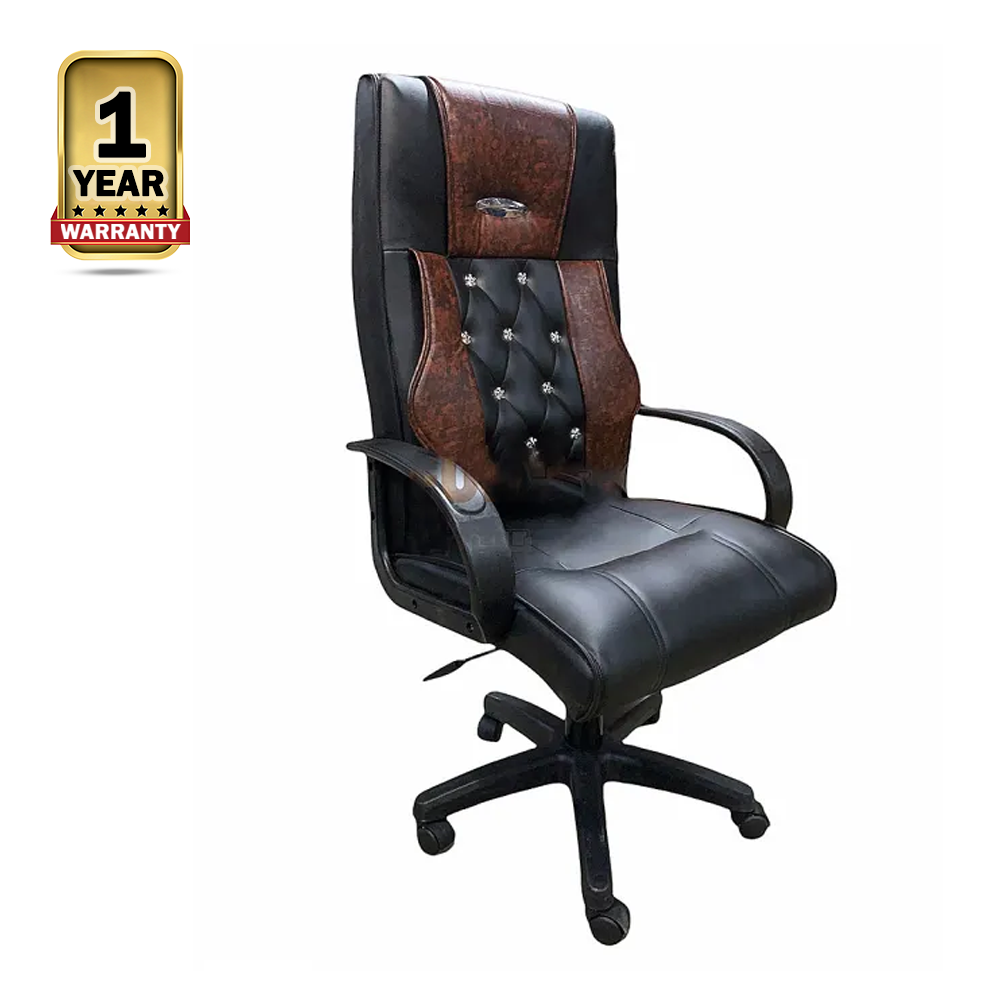 Furnicom Ply-Wood Adjustable Executive Chair - Black and Brown