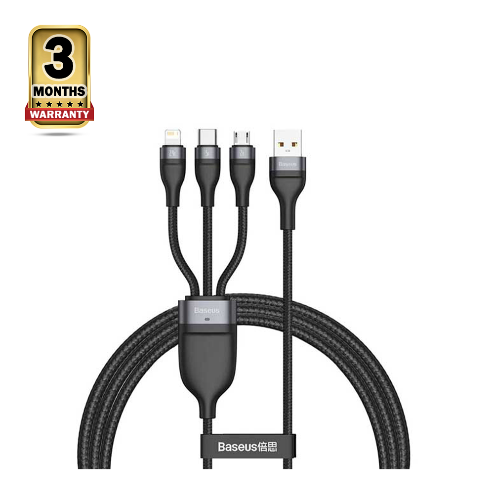 Baseus CASS040001 One For Three Fast Charging Data Cable USB to M L and C - Black