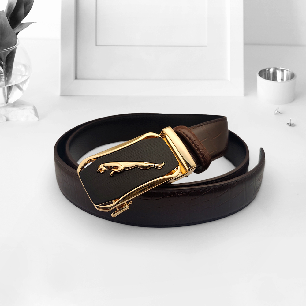 Leather And Metal Belt for Men - Black