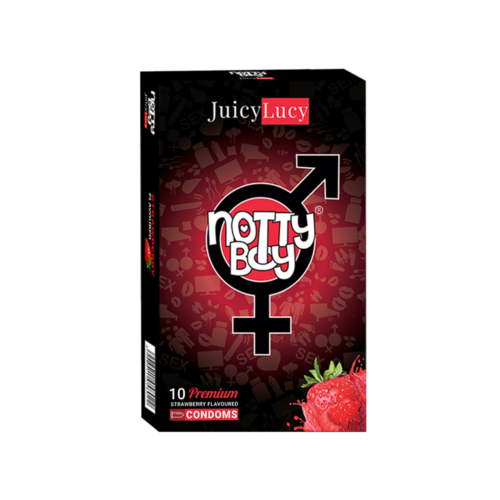 Pack Of Ten NottyBoy JuicyLucy Strawberry Flavour Condoms