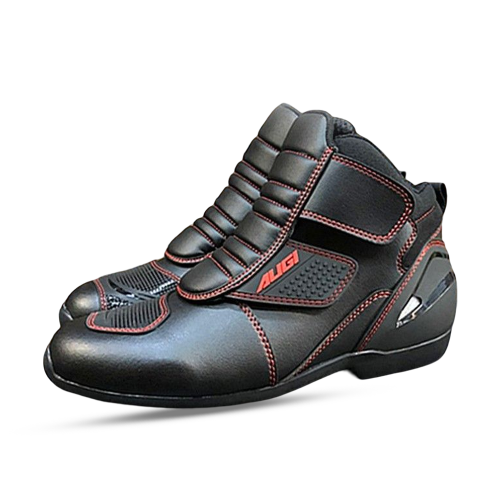 AUGI AR-4 Motorbike Racing Boots - Black And Red