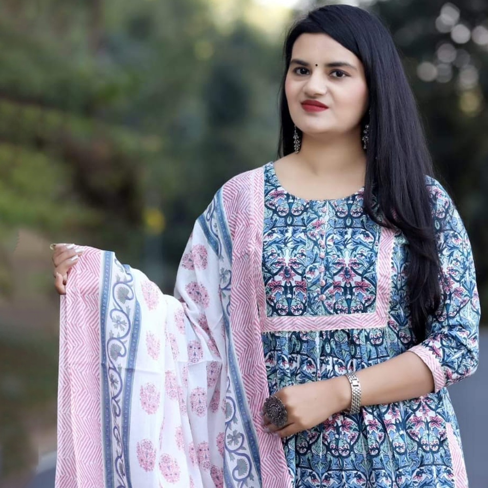 Cotton Naira Cut Style Salwar Kameez For Women