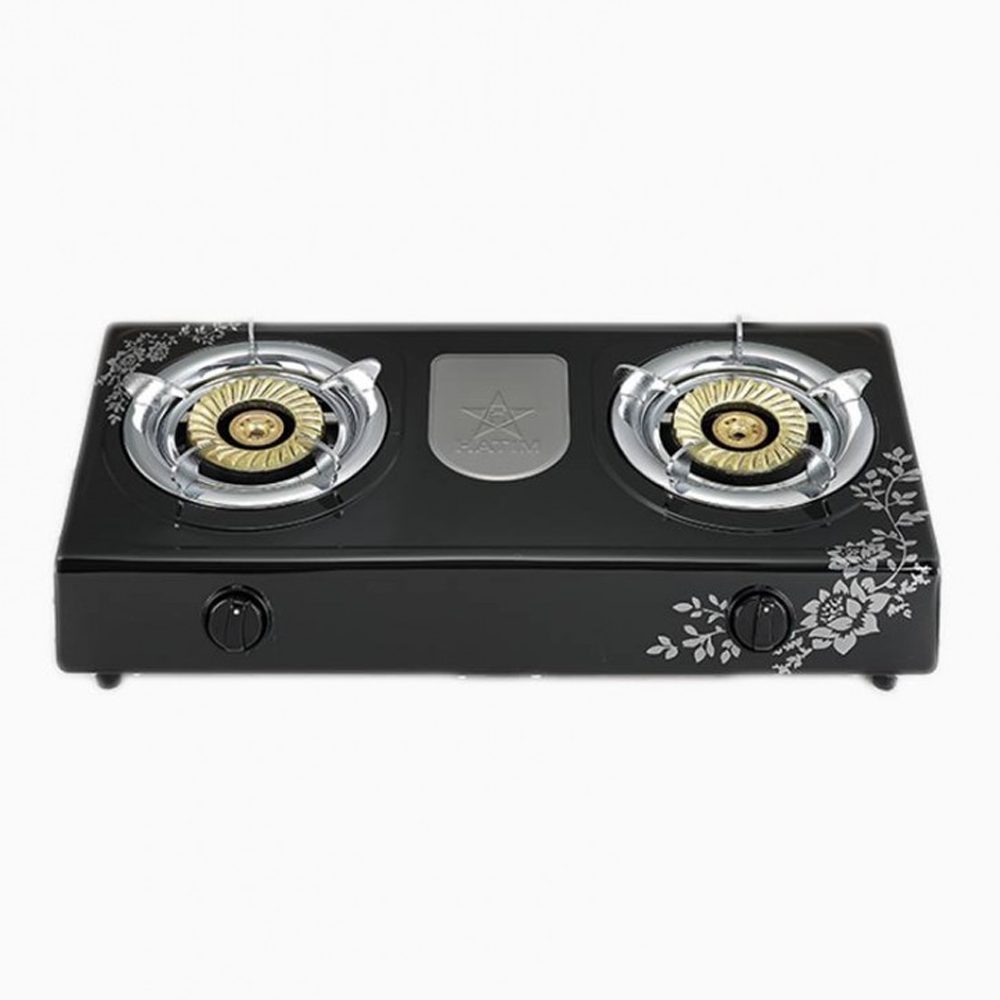 Hatim 2-HCR-12 Double Burner Auto Gas Stove - Black