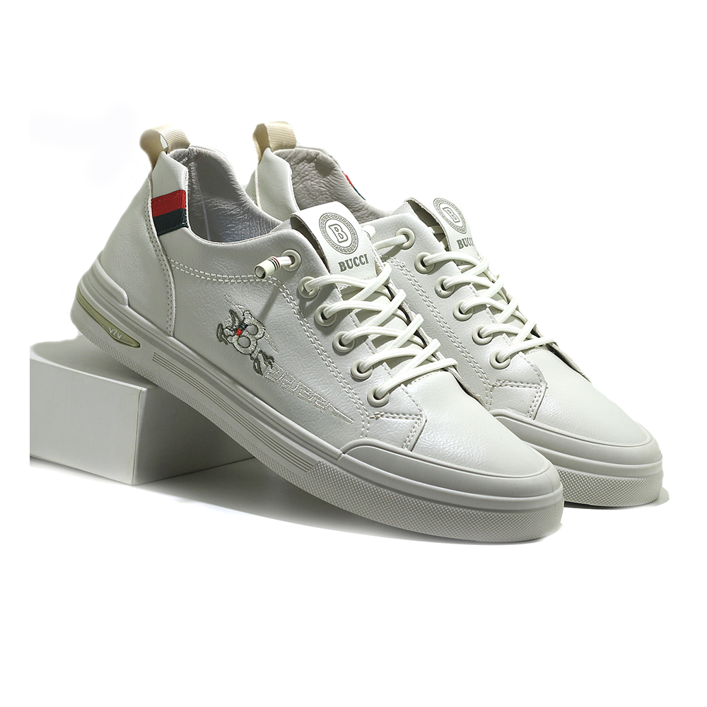 Pu Leather Sneaker Shoe For Men - Cream - MSK 322