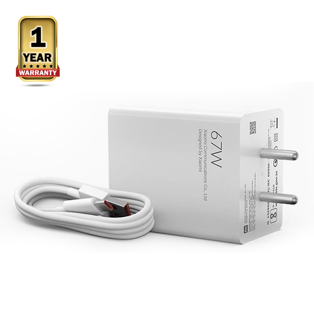 Xiaomi 67W USB Charger And Type C Cable - White