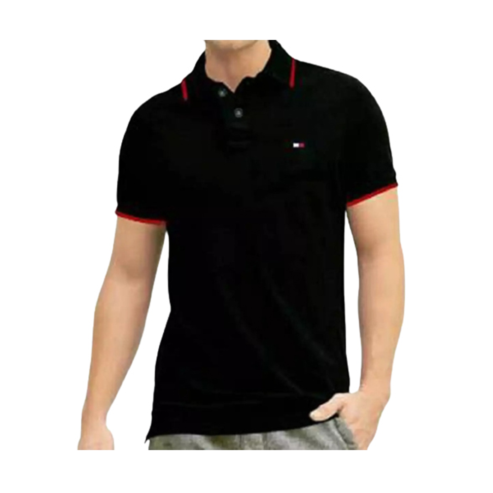 PK Cotton Half Sleeve Polo Shirt For Men - Black - PT-20