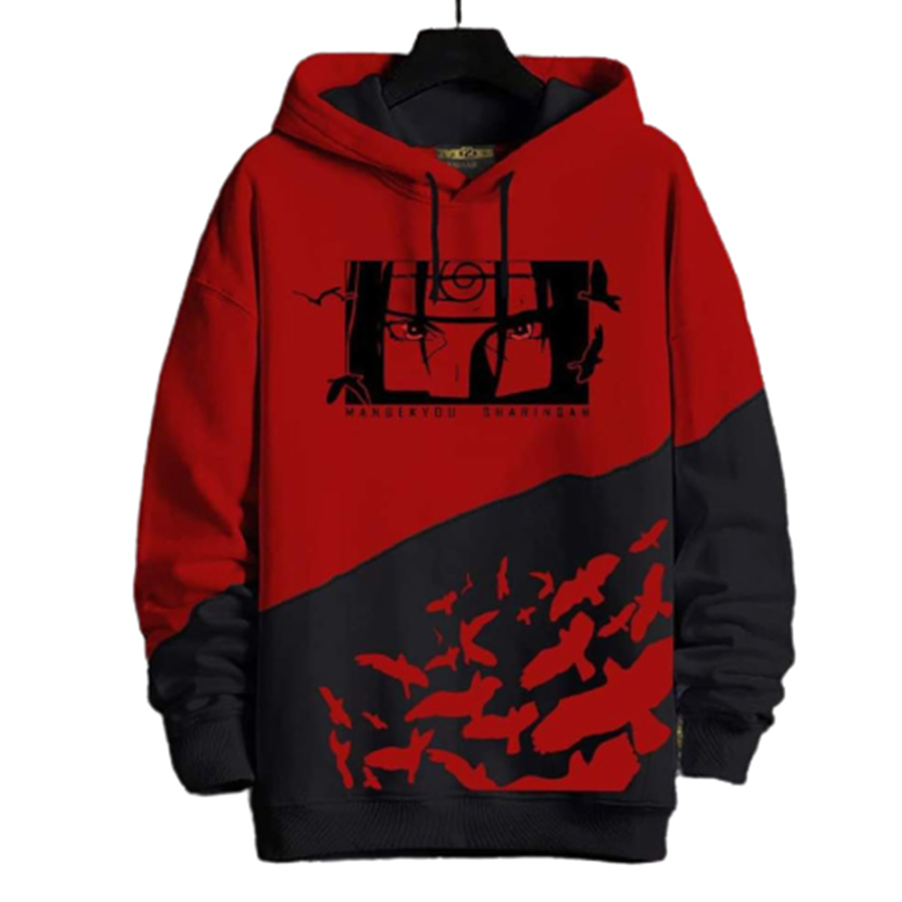 Cotton Hoodie For Men - Red and Black - H-280