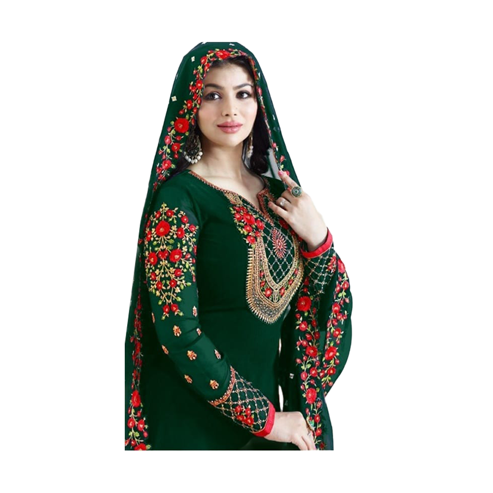 Unstitched Embroidery Work Georgette Shalwar Kameez For Women - Multicolor