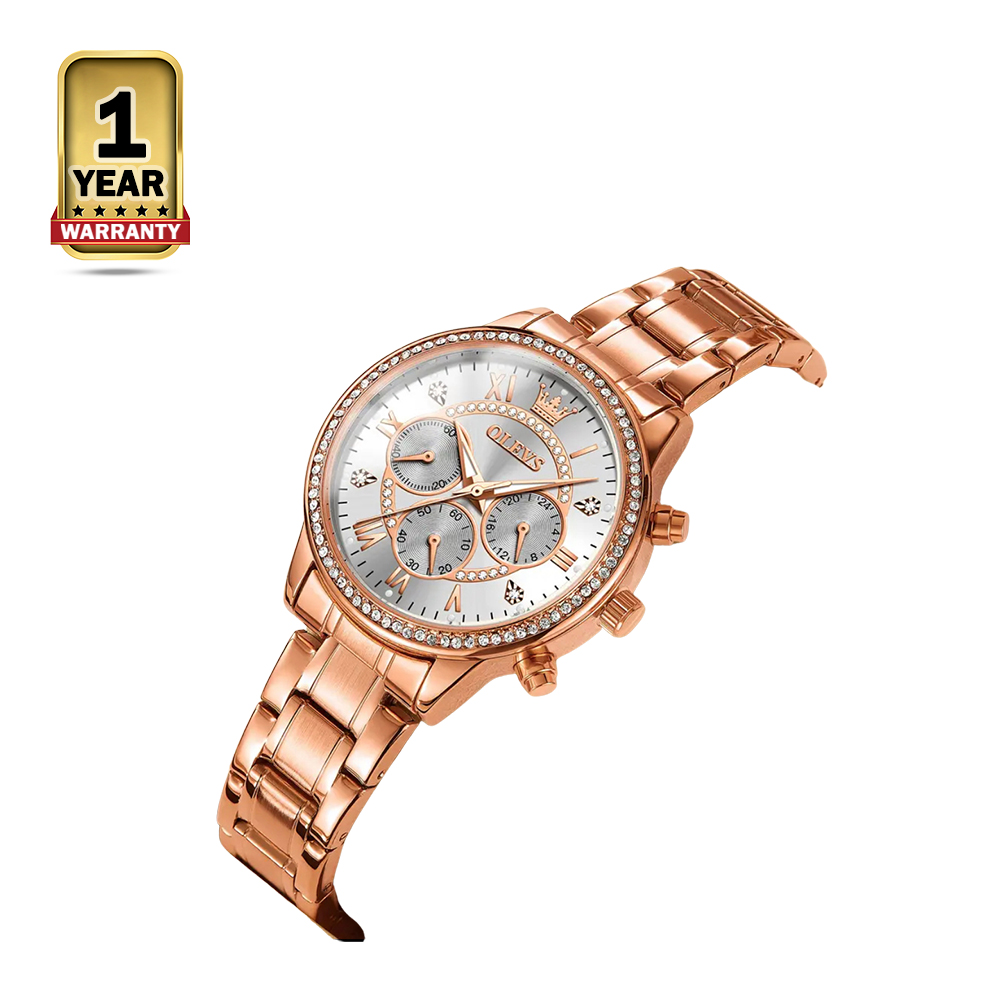 Olevs TY715 Diamond Luxury Elegant Quartz Watch For Women - Rose Gold and Silver