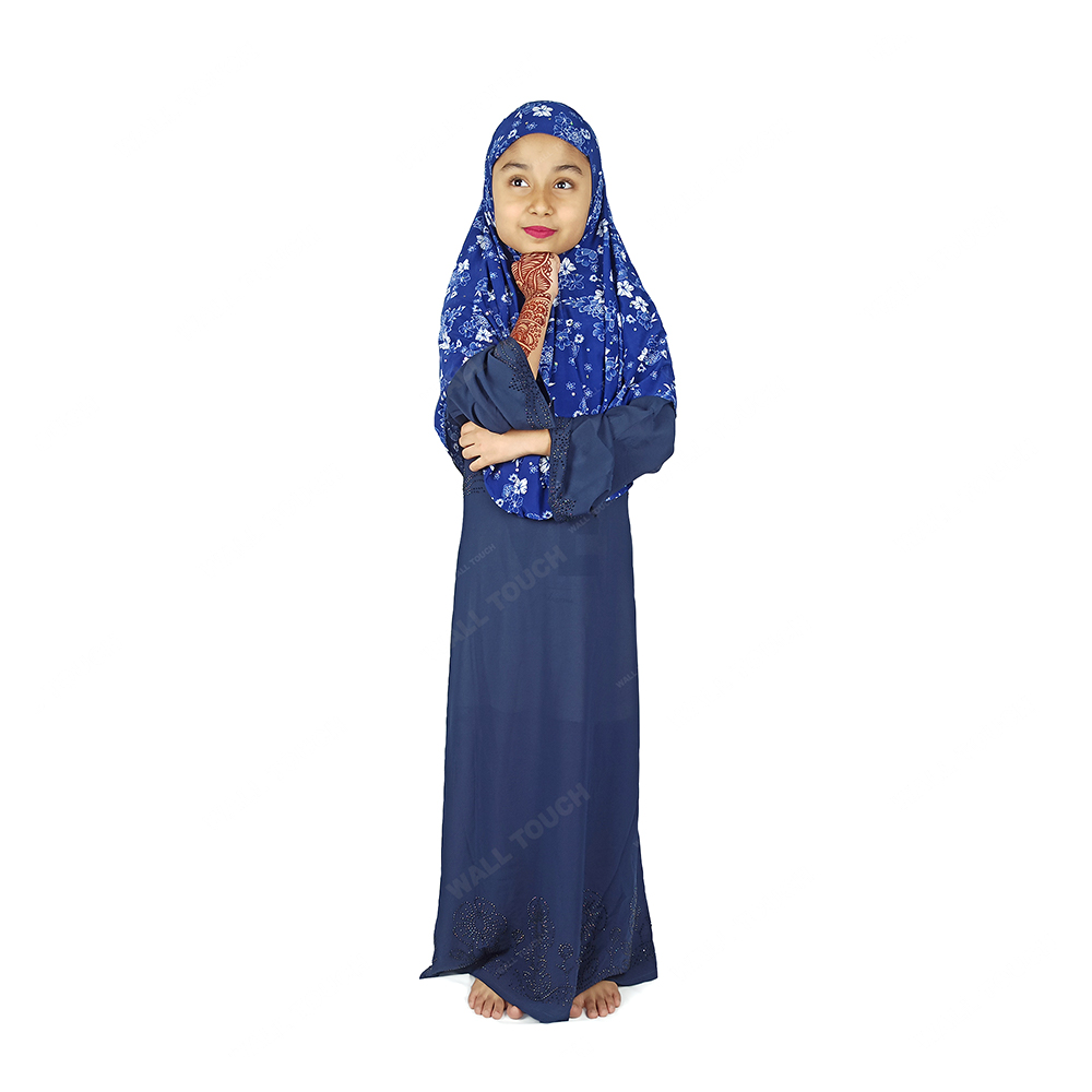 Dubai Cherry Stylish Borka With Hijab Full Set For Girl - 164778449