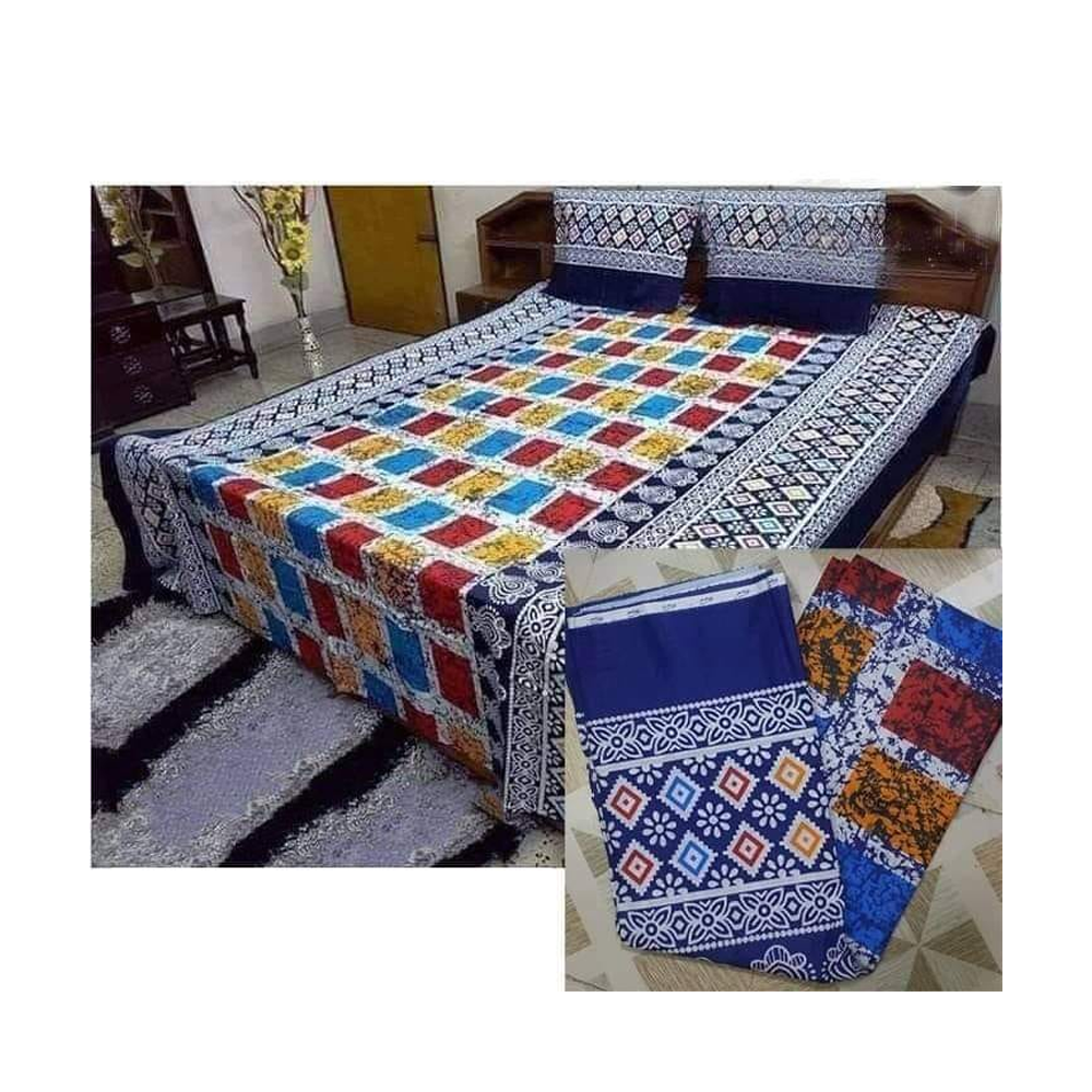 King Size Cotton Panel Bedsheet - NT-50 - Multicolor