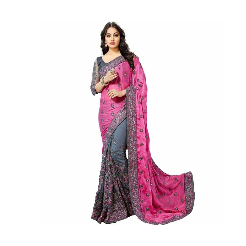 Embroidery Work Weightless Georgette Saree With Blouse Pcs For Women