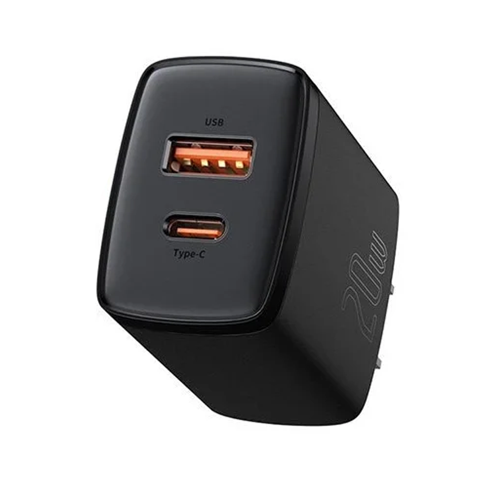 Baseus CCXJ-01 Compact Super Quick Dual Port Charger - 20w - Black