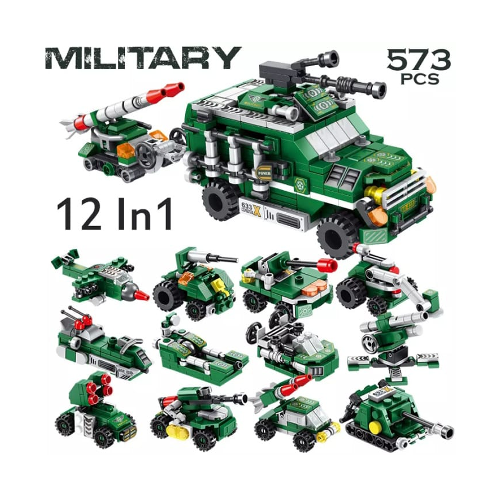 Brain Development City Militarytruck 12 In 1 Lego Building Blocks Toys For Kids