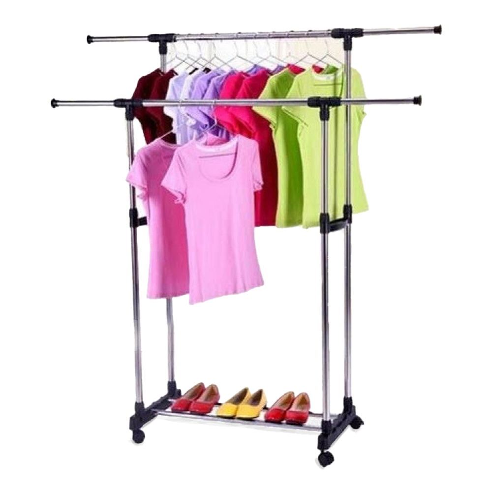 Stainless Steel Folding Double Clothes and Shoe Rack 