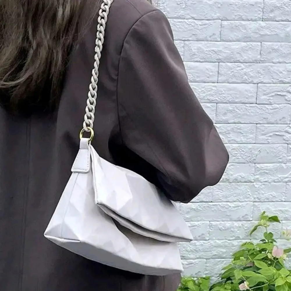Cross Border Geometric Shaped Armpit Bag For Women - White -SF-055