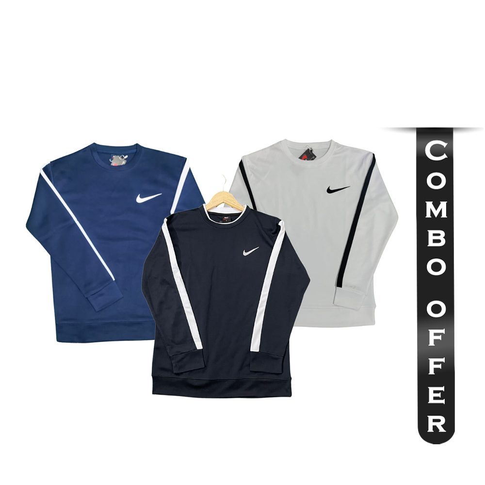 Combo Of 3Pcs NEXF Mesh Full Sleeve Jersey T-shirt For Men - Multicolor - NEX-FT-03