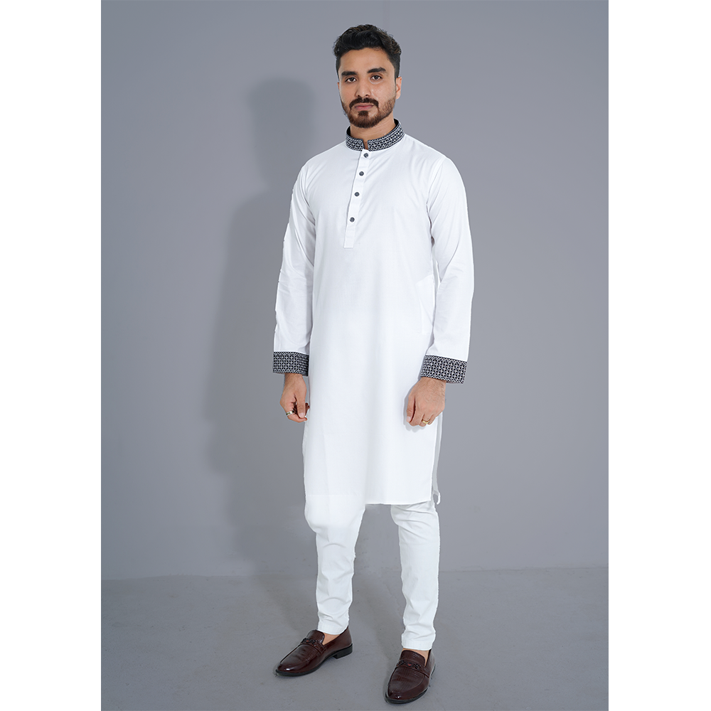 Premium Panjabi For Men - White - 2532