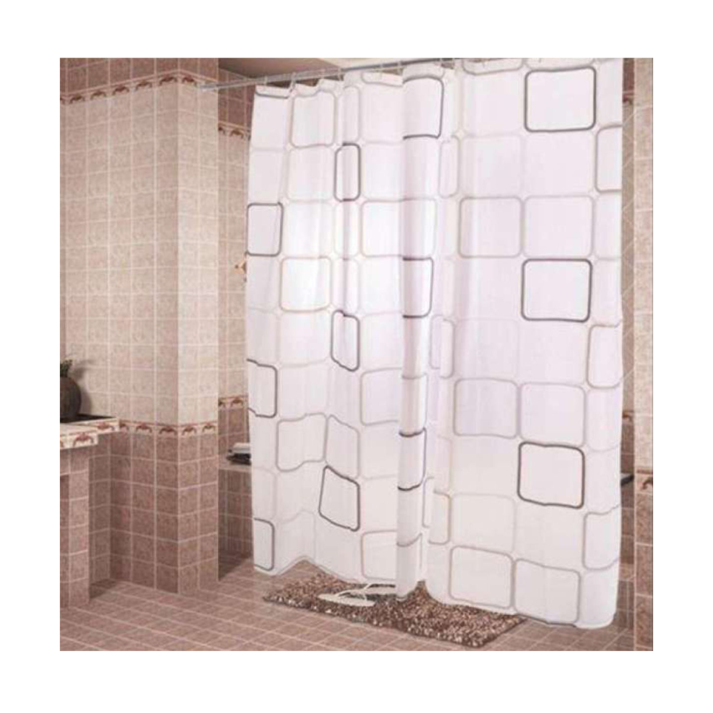 12 Rings Waterproof Shower Curtain For  Bathroom - White and Black