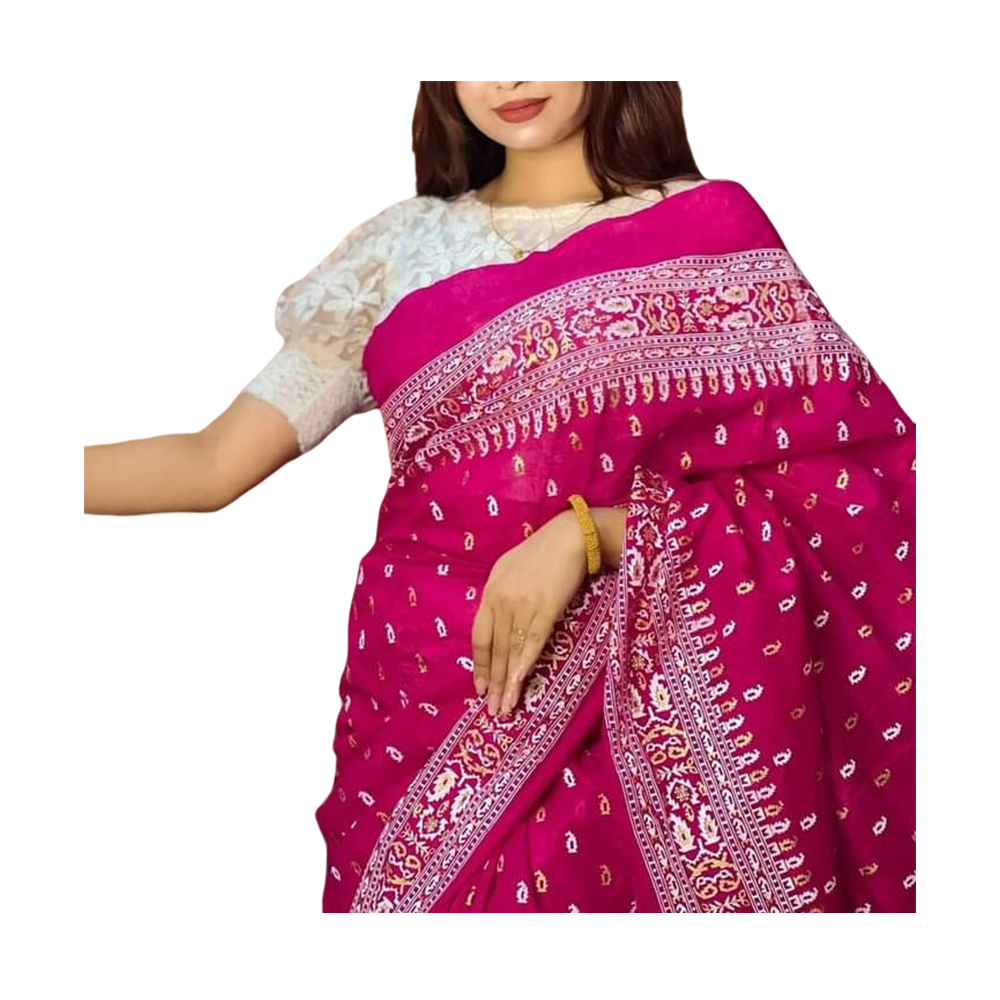 Half Silk Screen Print Saree For Woman - Multicolor