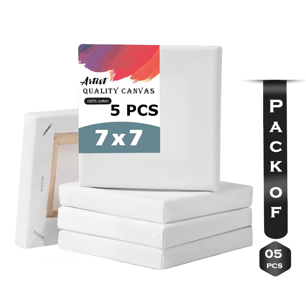 Papertree Premium White Canvas - 7X7 Inch – 5 Pcs