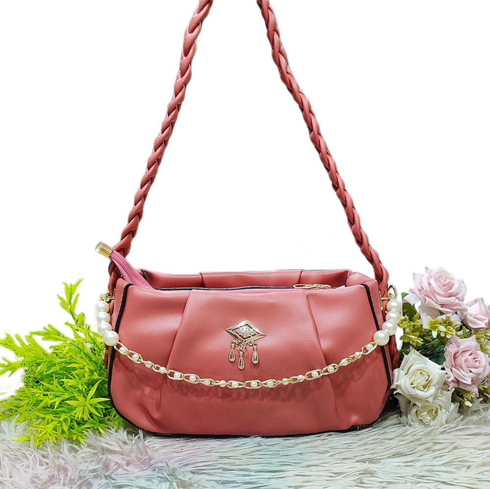 PU Leather Shoulder Bag For Women - Pink - EF090