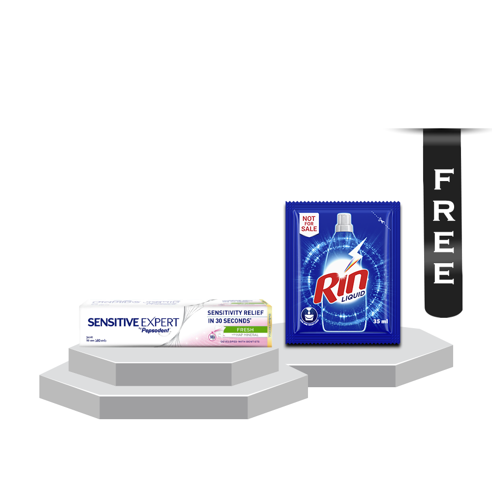 Pepsodent Sensitive Expert Fresh Toothpaste - 140gm With Rin Liquid - 35ml Free