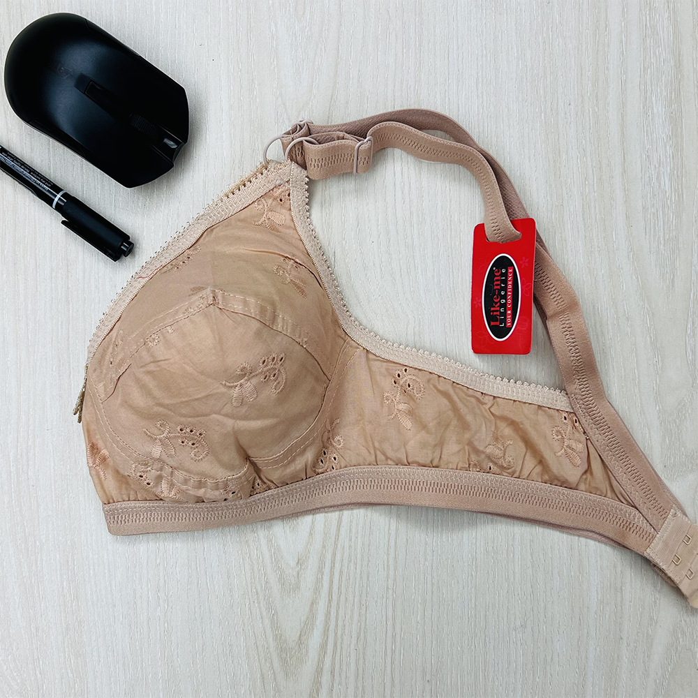 Like Me Affair Cotton Chicken Embroidery Bra for Women Off White B08