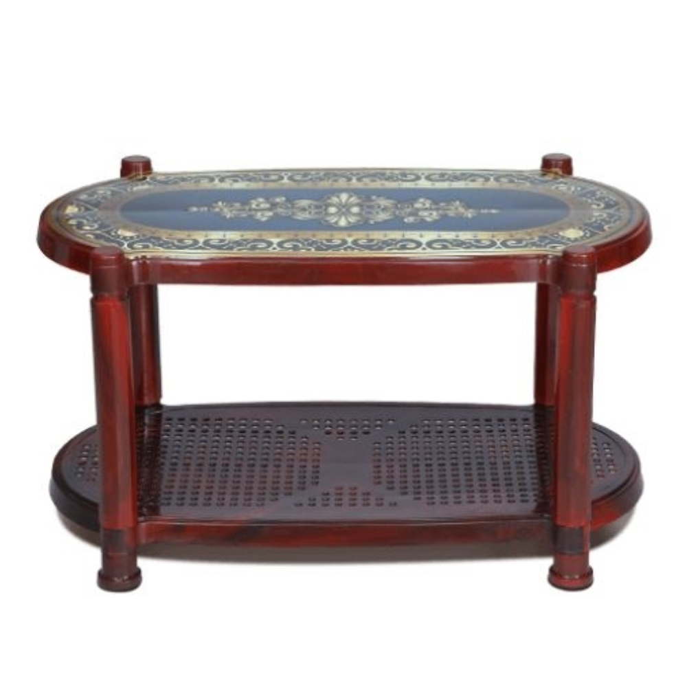 RFL Printed Tea Table With Stopper - Rose Wood and Blue - 891184