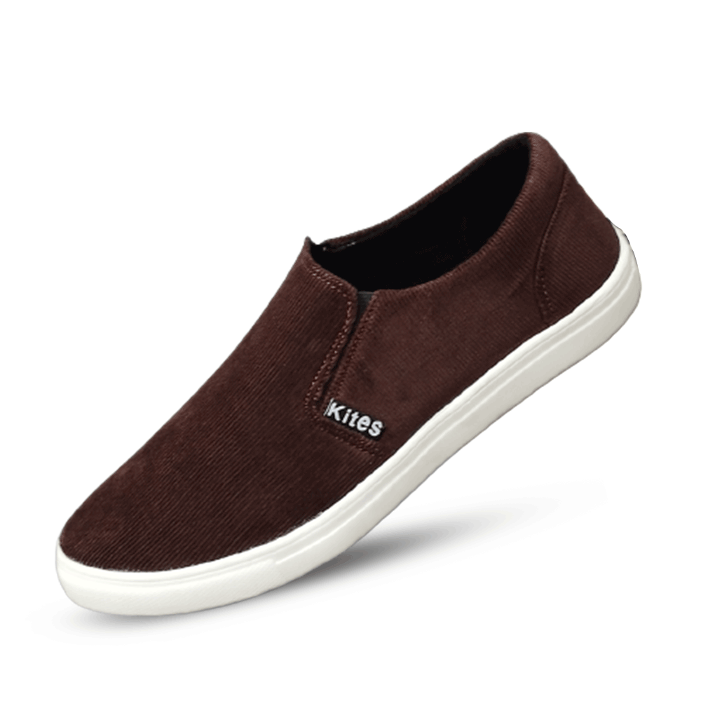 Kites Corduroy Fabric Light Casual Canvas Shoe For Men - Dark Coffee - SK1037