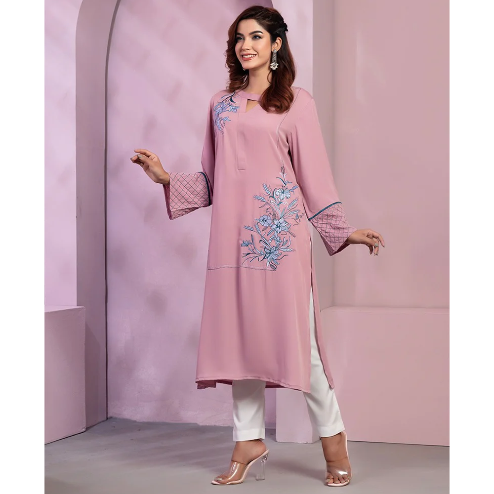 Cherry Georgette Kurti for Women - Pink - 0123-000122