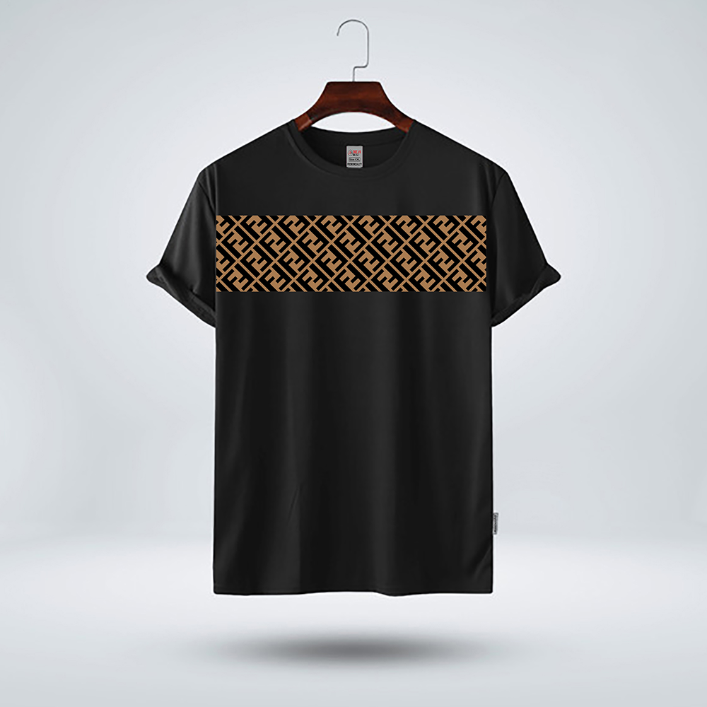 Cotton Printed Half Sleeve T-Shirt for Men - Black