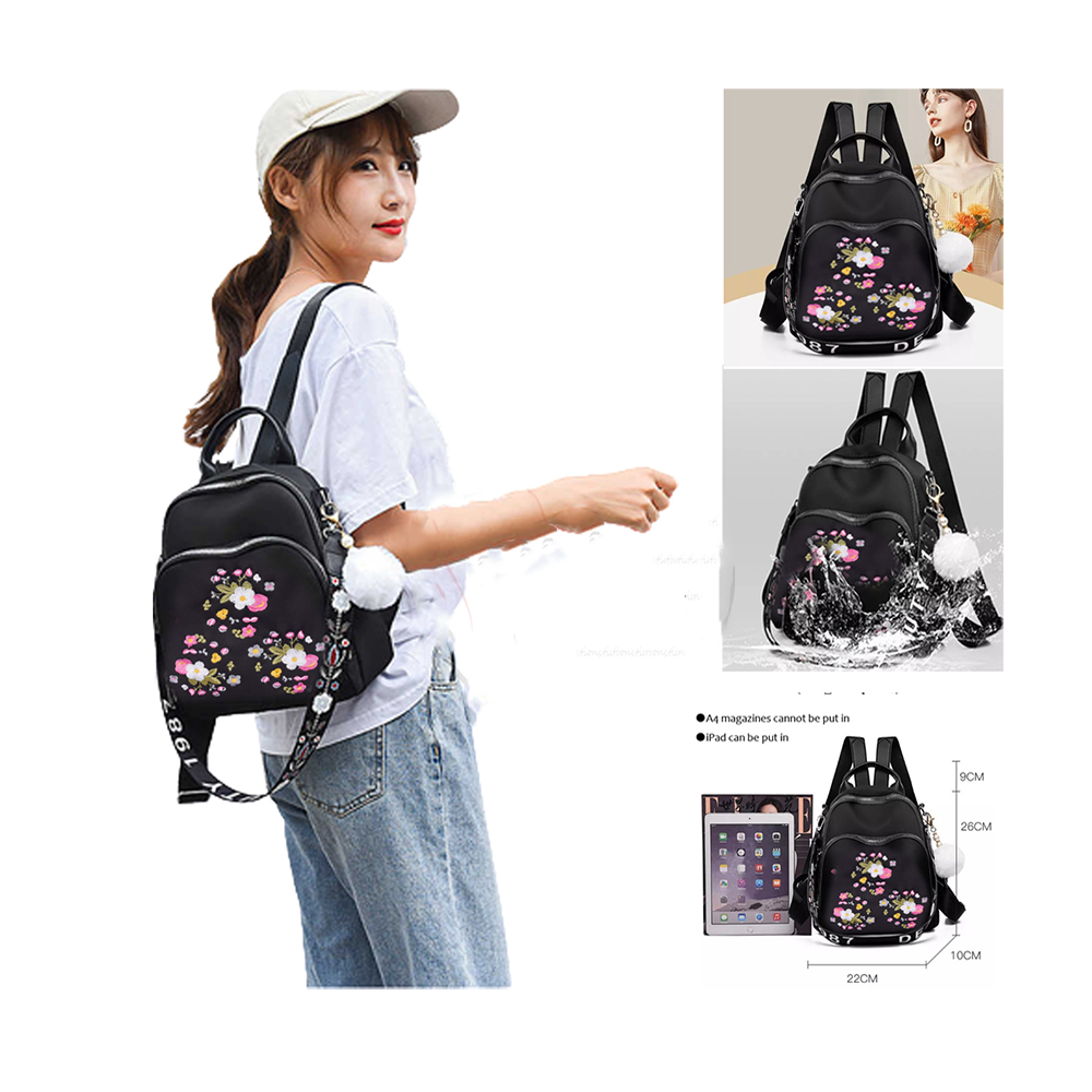 Cat Multilayer Crossbody And Shoulder School Bag For Girls Black MS