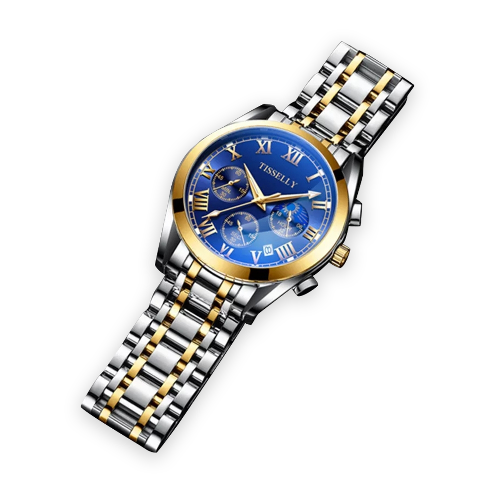 Tisselly 6601 Stainless Steel Waterproof Wrist Watch for Men - Black